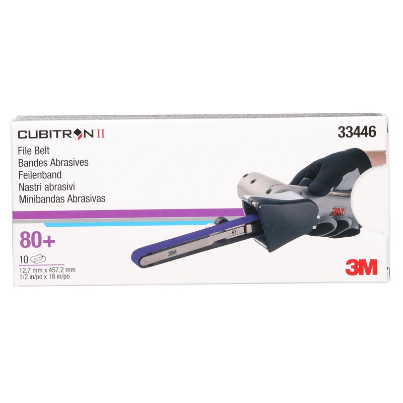 3M Cubitron II File Belt, 33446, 80+, 1/2 in x 18 in (12.7 mm x 457.2mm)