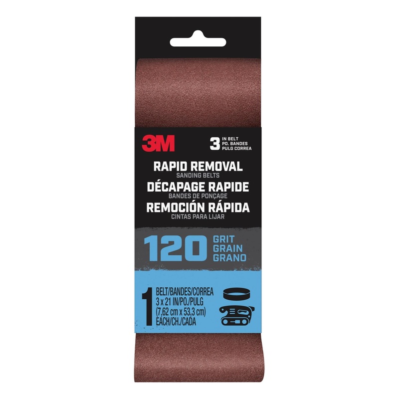 3M Rapid Removal 3 x 21 inch Power Sanding Belt, 120 grit,Belt3x211pk120, 1 pk