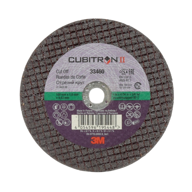 3M Cubitron II Cut-Off Wheel, 33460, 100 mm x 1 mm x 9.53 mm