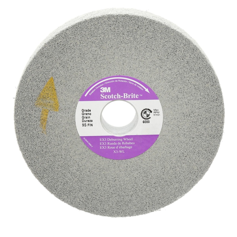 Scotch-Brite EX3 Deburring Wheel, 12 in x 1/2 in x 5 in 8S FIN, 2ea/Case