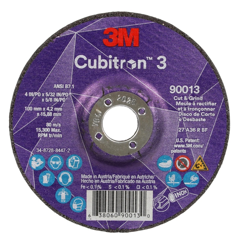 3M Cubitron 3 Cut and Grind Wheel, 90013, 36+, T27, 4 in x 5/32 in x5/8 in