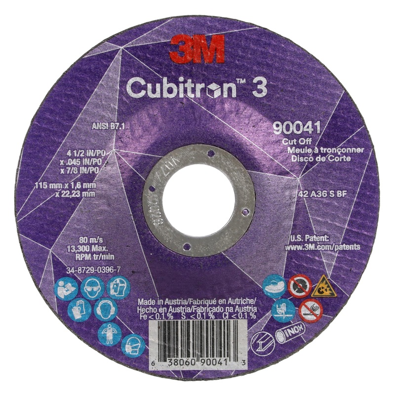 3M Cubitron 3 Cut-Off Wheel, 90041, 36+, T27, 4-1/2 in x 0.045 in x7/8 in