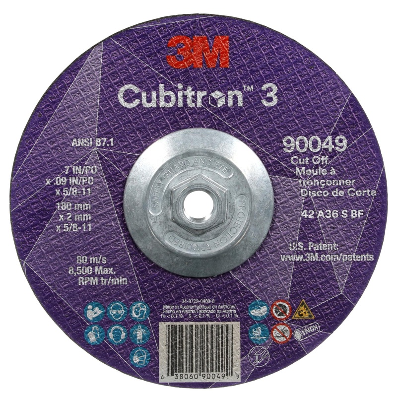 3M Cubitron 3 Cut-Off Wheel, 90049, 36+, T27, 7 in x 0.09 in x 5/8in-11