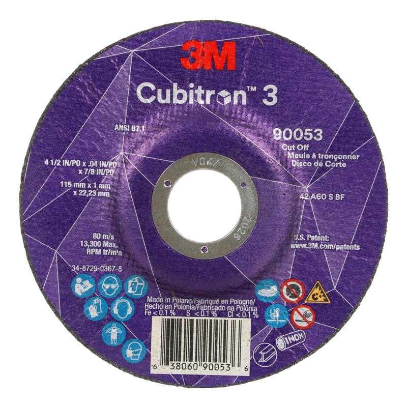 3M Cubitron 3 Cut-Off Wheel, 90053, 60+, T27, 4-1/2 in x 0.04 in x 7/8in