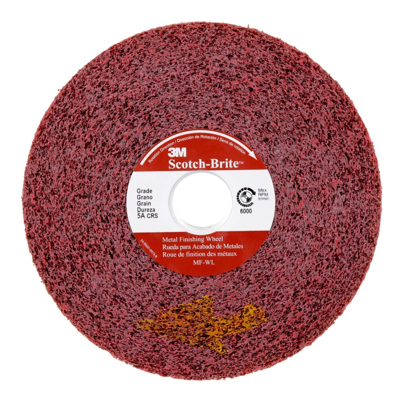Scotch-Brite Metal Finishing Wheel, MF-WL, 5A Coarse, 6 in x 1 in x 1in
