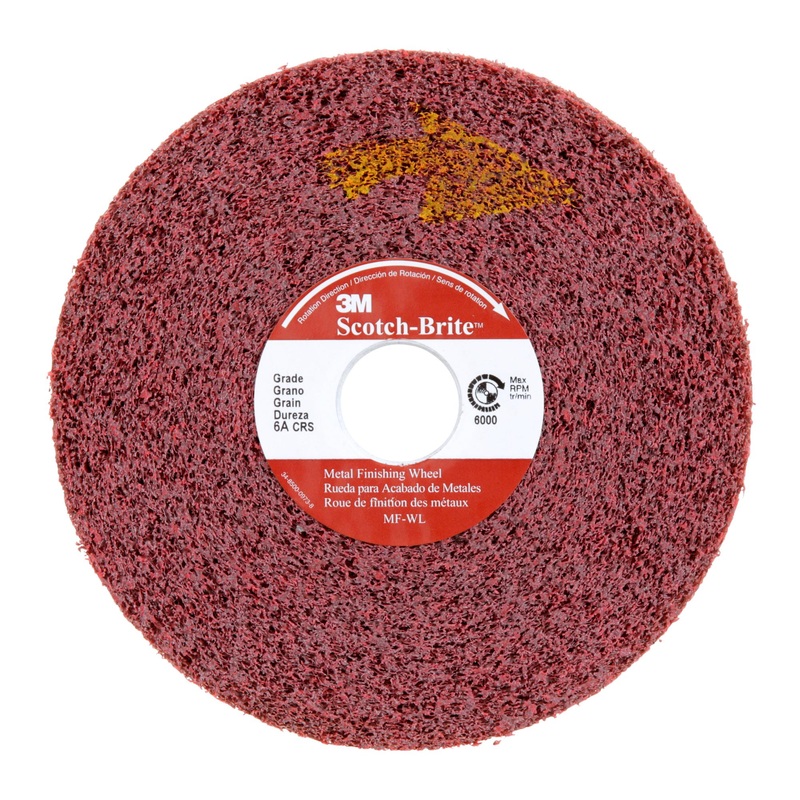Scotch-Brite Metal Finishing Wheel, MF-WL, 6A Coarse, 6 in x 1 in x 1in