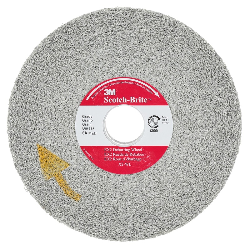 Scotch-Brite EX2 Deburring Wheel, 8 in x 1/2 in x 3 in 8S FIN, 4ea/Case