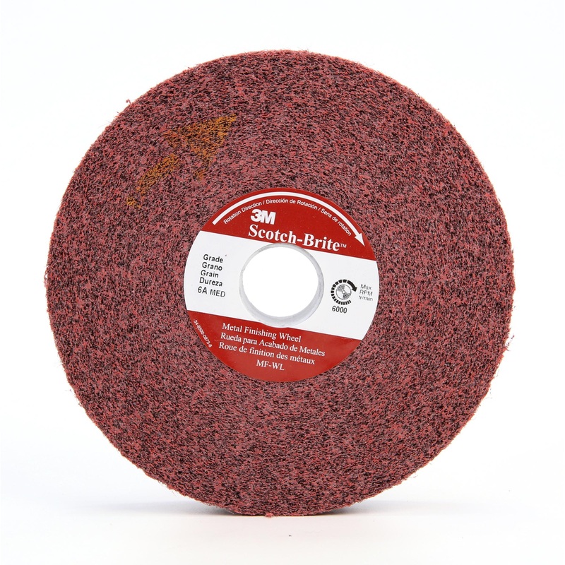 Scotch-Brite Metal Finishing Wheel, MF-WL, A/O Medium, 8 in x 2 in x 3in