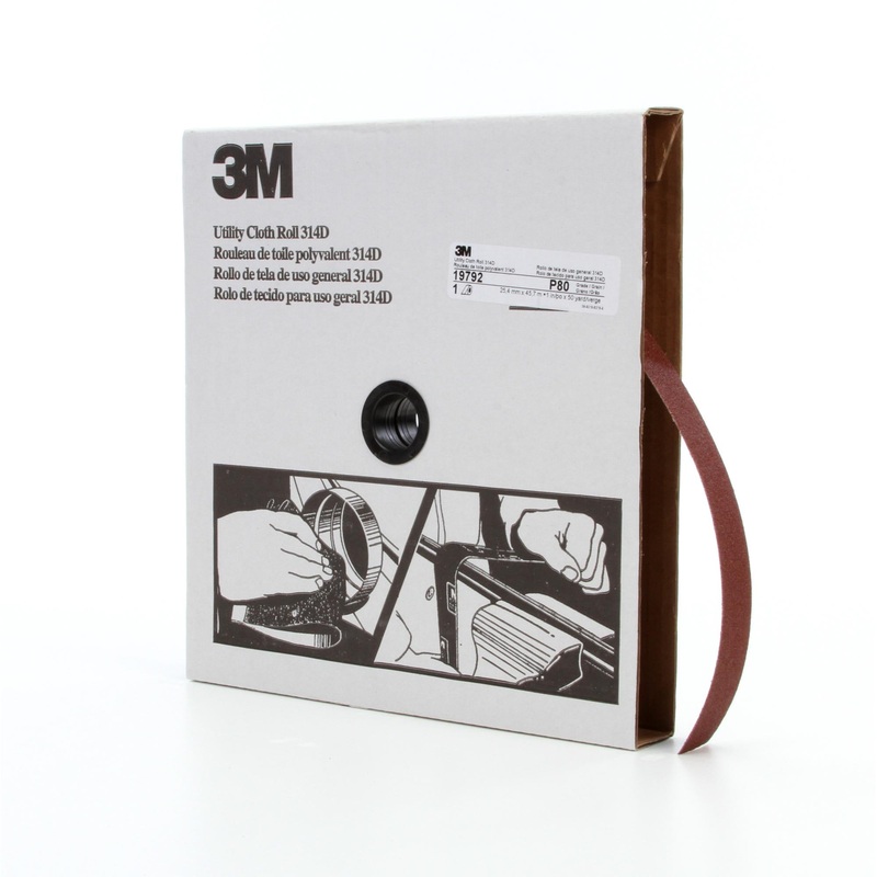 3M Utility Cloth Roll 314D, P80 J-weight, 1 in x 50 yd