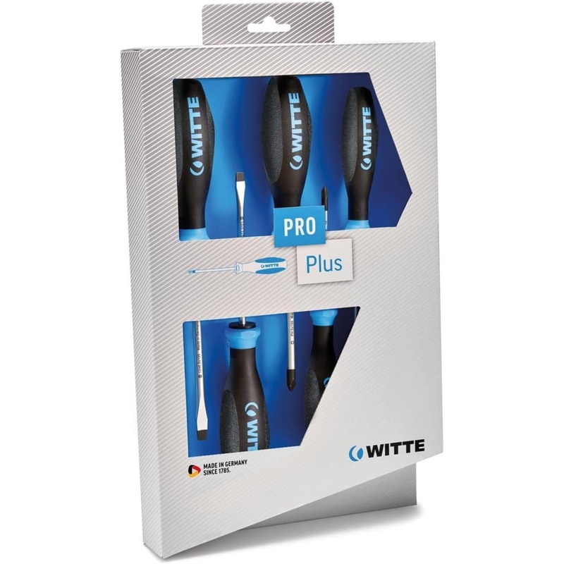 Witte 9T 670063 Pro Plus Slotted and Phillips Screwdriver Set, 6 Pieces