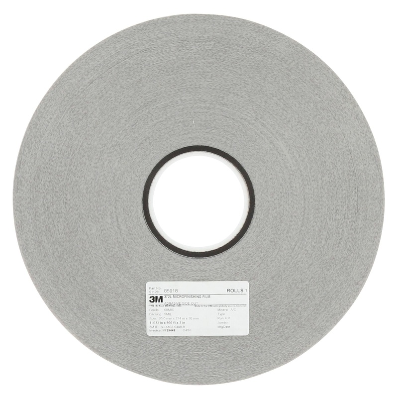 3M Microfinishing Film Roll 372L, 30 Mic 5MIL, 0.689 in x 591 ft x 1 in