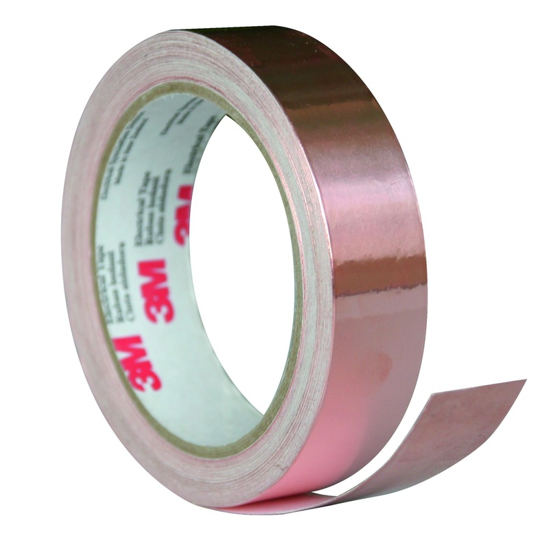 3M Copper Foil EMI Shielding Tape 1181, 23 in X 60 yd, 3 in Paper Core,Log Roll