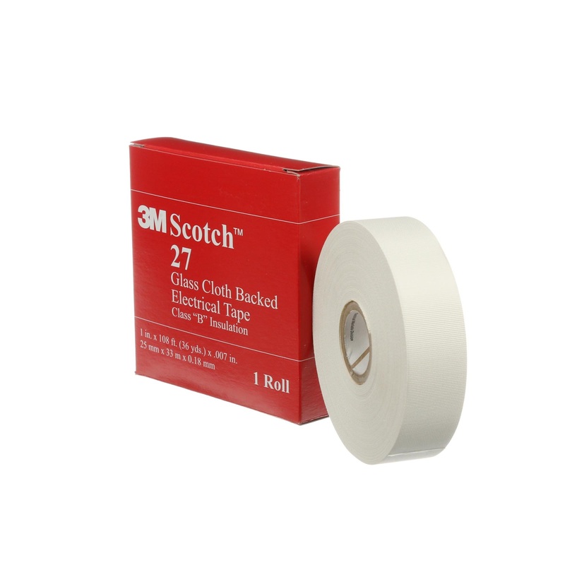 3M Glass Cloth Electrical Tape 27, White, Rubber ThermosettingAdhesive