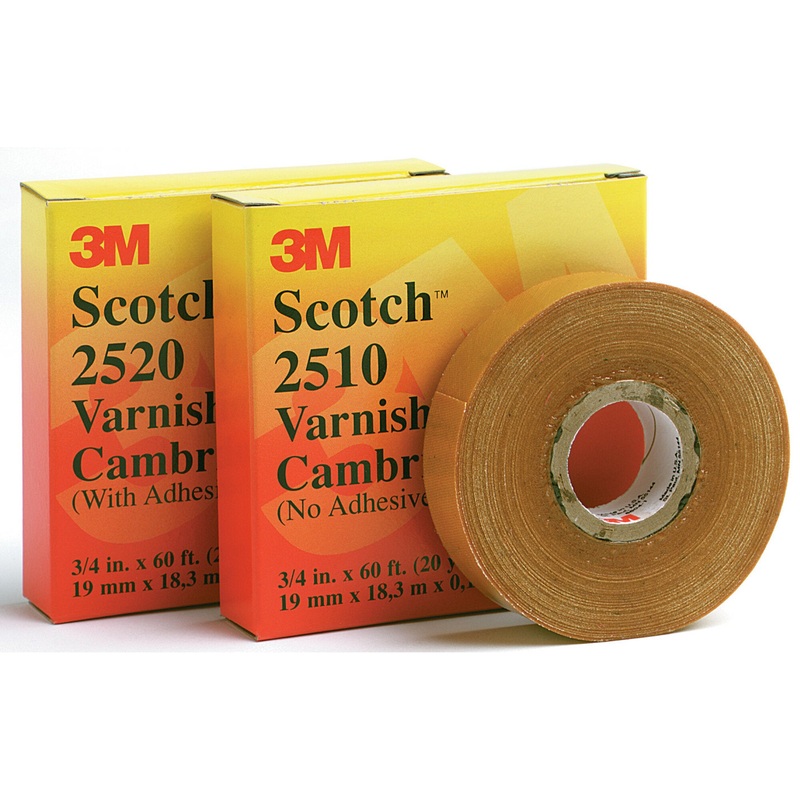 Scotch Varnished Cambric Tape 2510, 1-1/2 in x 36 yd, Yellow