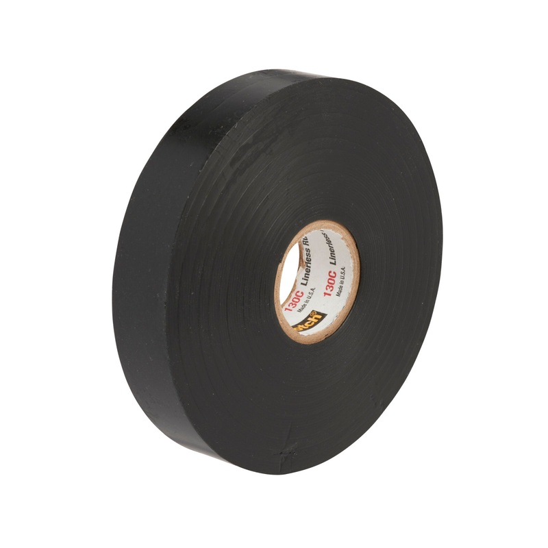 Scotch Linerless Rubber Splicing Tape 130C, 1 in x 15 ft, Black, 1roll/carton