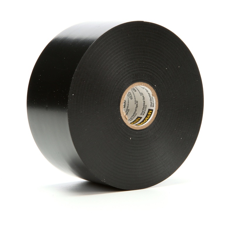 Scotch Vinyl Electrical Tape 22, 2 in x 36 yd, Black, 1 roll/carton