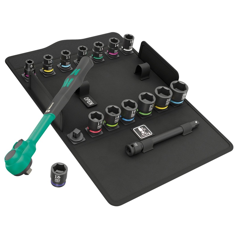 Wera 8100 SB 12 Zyklop Comfort Ratchet set, reversing lever, 3/8" drive, metric