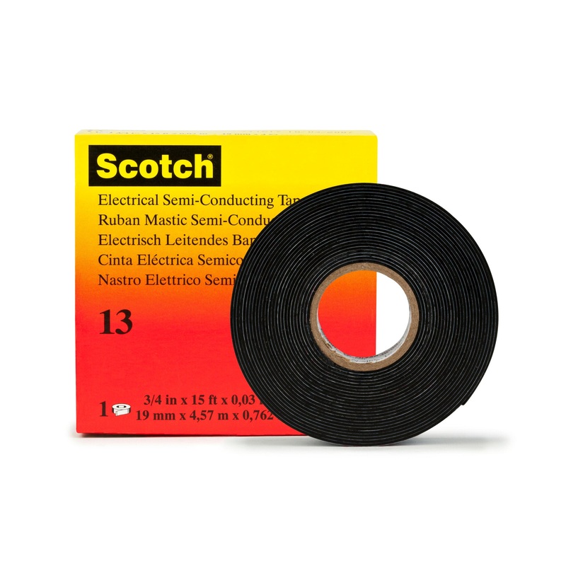 Scotch Electrical Semi-Conducting Tape 13, 3/4 in x 10 ft, Printed,Black