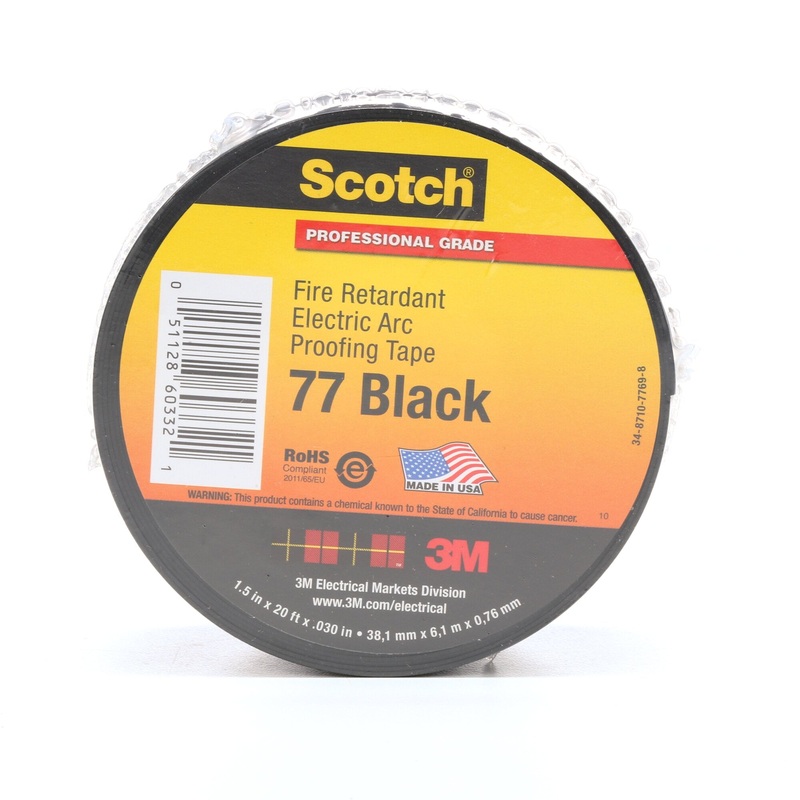 Scotch Fire-Retardant Electric Arc Proofing Tape 77, 1-1/2 in x 20 ft,Black