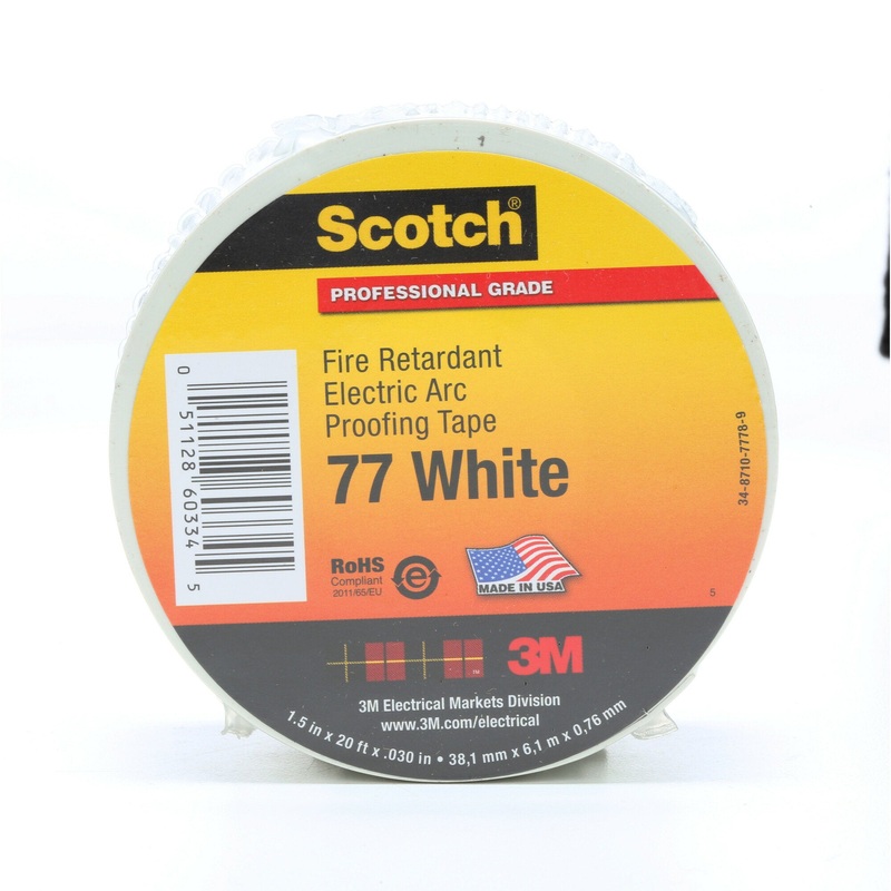 Scotch Fire-Retardant Electric Arc Proofing Tape 77W, 1-1/2 in x 20 ft