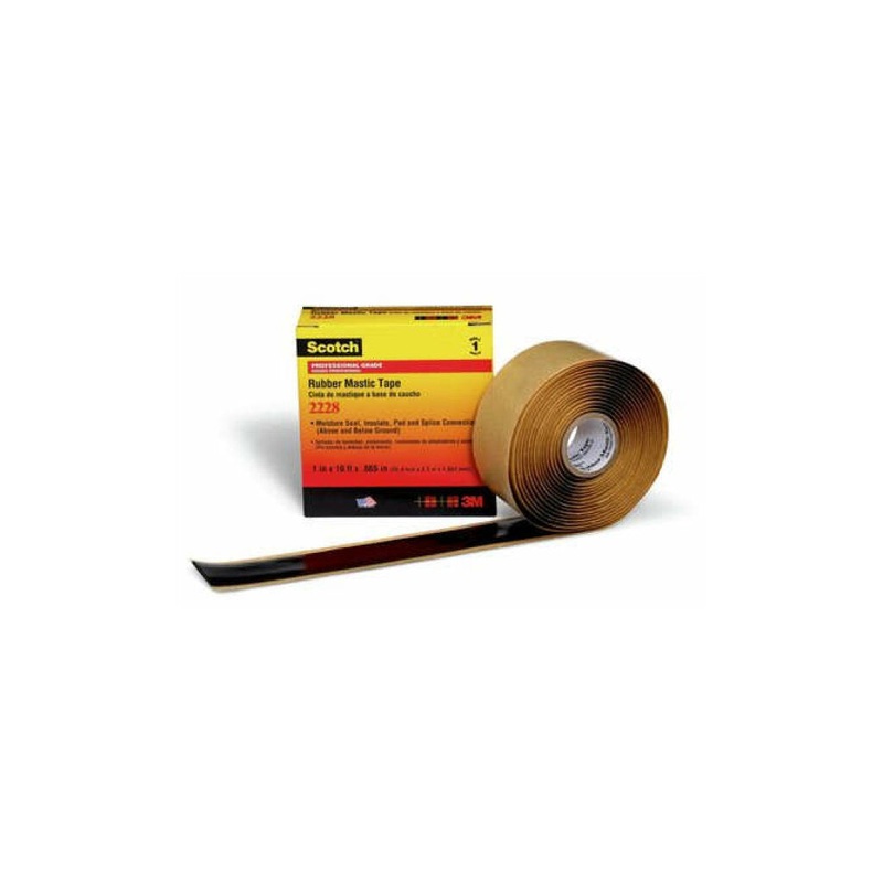 Scotch Rubber Mastic Tape 2228, 2 in x 3 ft, Black, 1 roll/carton
