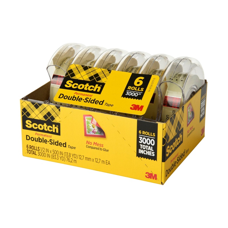 Scotch Double Sided Tape 6137H-2PC-MP 1/2 in x 500 in