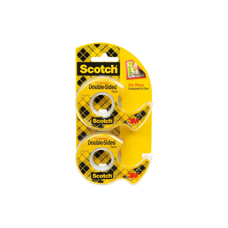 Scotch Double Sided Tape 137DM-2, 1/2 in x 400 in 2 Pack
