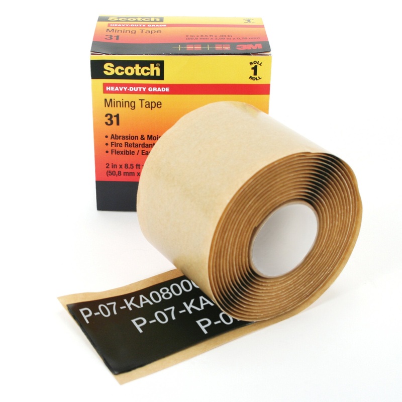Scotch Heavy-Duty Mining Tape 31, 2 in x 10 ft, Black, 1 roll/carton