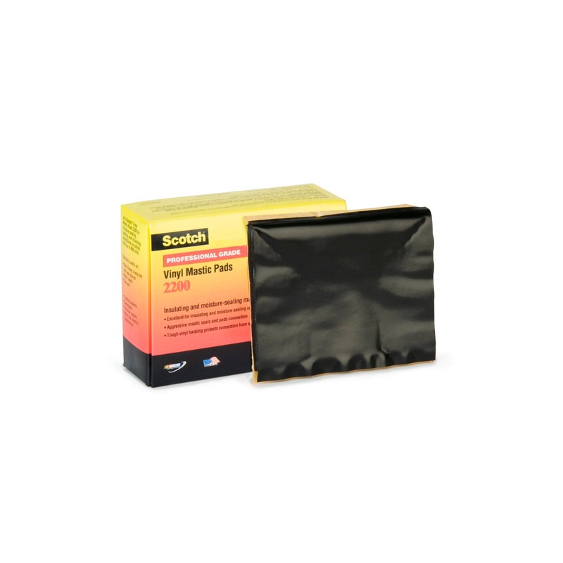 Scotch Vinyl Mastic Pad 2200, 2-1/2 in x 8-1/2 in, Black, 20pads/carton