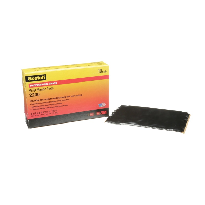 Scotch Vinyl Mastic Pad 2200, 6-1/2 in x 4-1/2 in, Black, 10pads/carton