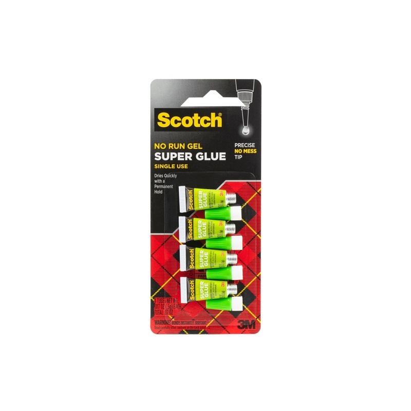 Scotch Super Glue Gel AD119, 4-Pack of single-use tubes, .017 oz each