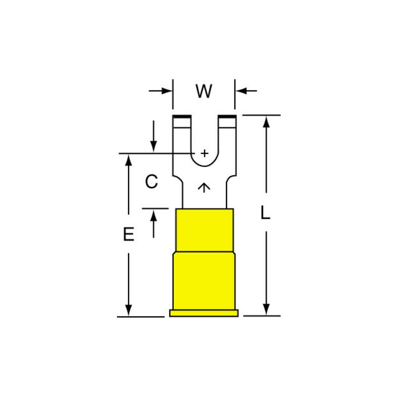 3M Vinyl Insulated Butted Seam Flanged Block Fork Terminal BS-23-6-P