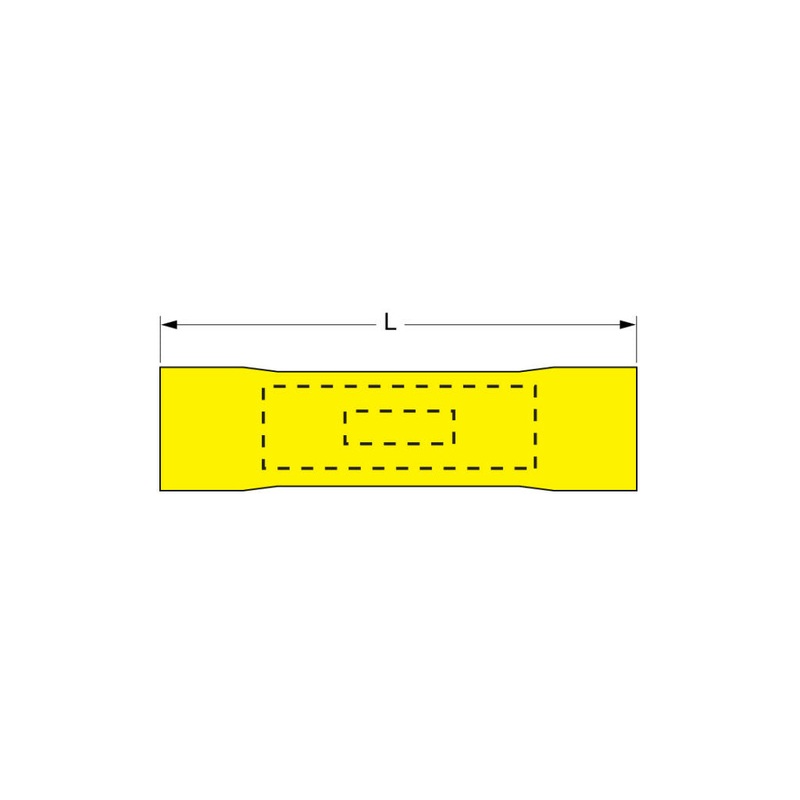 3M Vinyl Insulated Brazed Seam Butt Connector, 66-WP, Max. Temp. -40 to221 F