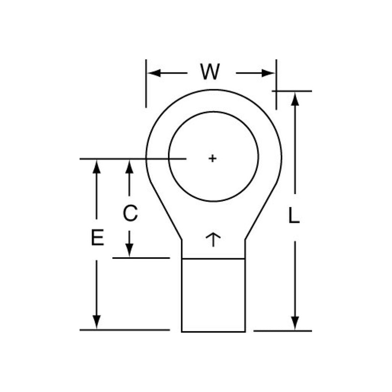 3M Non-Insulated Brazed Seam Ring Tongue Terminal 14-38-W, Max. Temp.347 F
