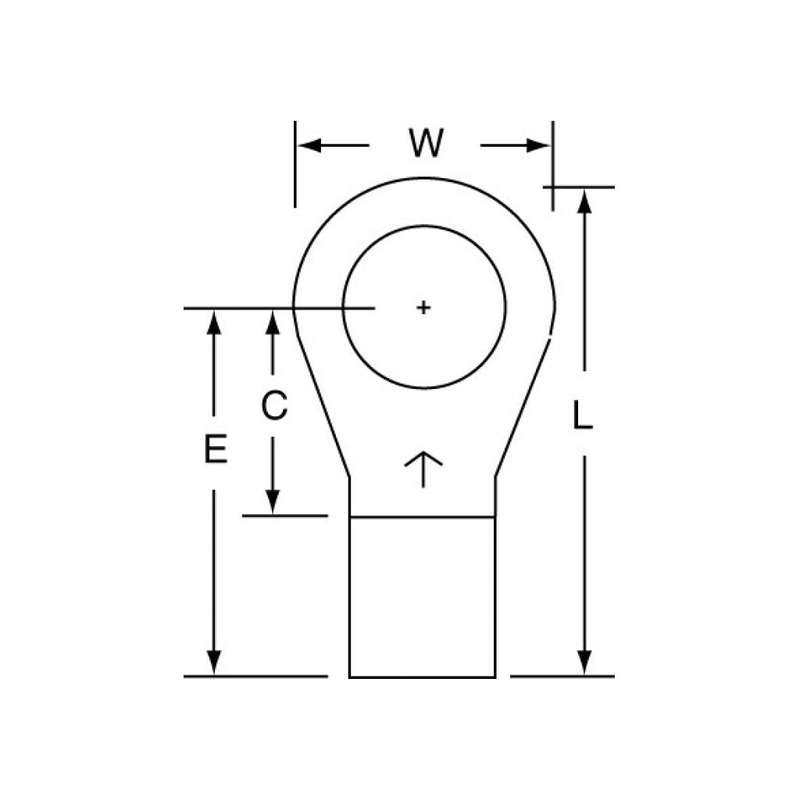 3M Non-Insulated Brazed Seam Ring Tongue Terminal 15-38-W, Max. Temp.347 F