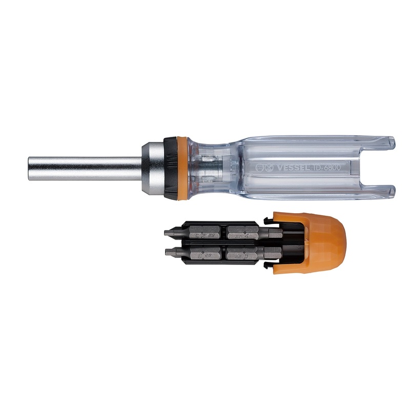Vessel Tools TD6808MG CRYSTALINE Ratchet Screwdriver with Insert Bits, 8 Pc.