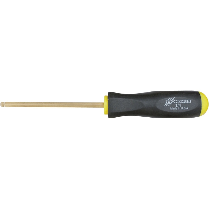 Bondhus 38603 1/16" x 2.5" Ball End Tip Hex Screwdriver with GoldGuard Finish, 2 Piece