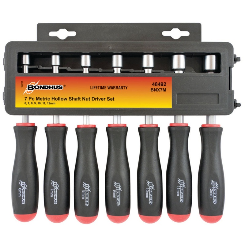 Bondhus 48492 Hollow Shaft Nut Driver Set, 7 Piece