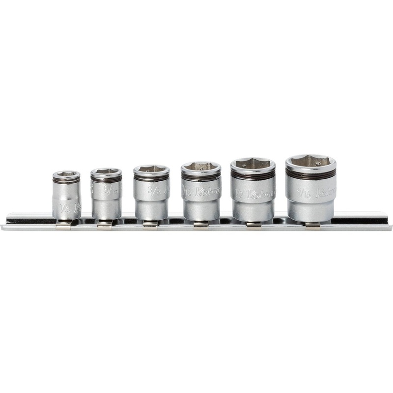 Ko-Ken Tools RS2450AS/6 1/4" Square Drive 6-Point Nut Gripper SAE Socket Set, 6 Pc.